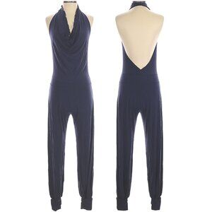 Aria Lattner Everyday Cuffed Yoga Jumpsuit Halter Ecovero Lenzing Blue Small